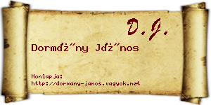 Dormány János névjegykártya